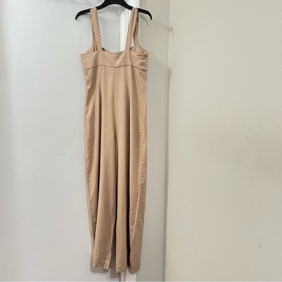 ZARA CONTRAST TOPSTITCHING CORSET LINEN BLEND JUMPSUIT - Picture 14 of 14